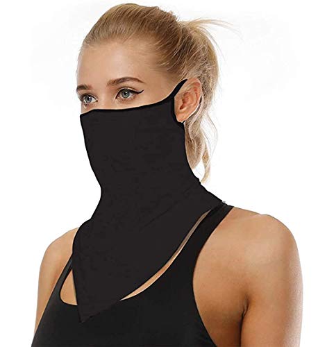 Face Mask Reusable Washable Cloth Bandanas Women Men Neck Gaiter Cover Ear Loops for Dust black