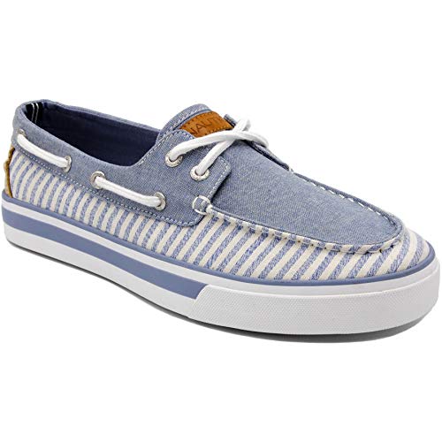 Nautica Men's Galley Lace-Up Boat Shoe,Two-Eyelet Casual Loafer, Fashion Sneaker-Blue Stripe-8.5