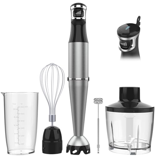 Immersion Blender Handheld Hand Blender 1100W, Trigger Variable Speed 5 in 1 Stick Blender, Emulsion Blender with Chopper, Whisk and Frother for Soup, Baby Food and Smoothies