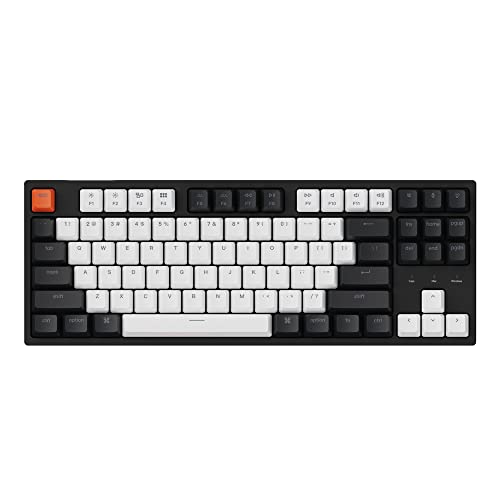 Keychron C1 87 Key TKL Wired Mechanical Keyboard for Mac Windows, 80% Layout Gateron Blue Switch White LED Backlit Double-Shot ABS Keycaps, USB-C Gaming Keyboard for Gamer/Typists/Office
