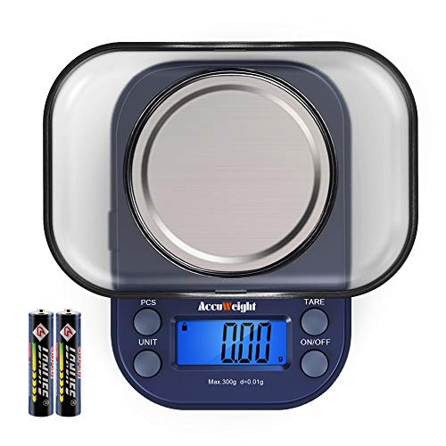 AccuWeight Digital Gram Scale for Weed with 300g/0.01g Limit Small Pocket Coffee Scale with High Accuracy, School Powder Jewelry Scale with Tare and Calibration for Kitchen Food Scale