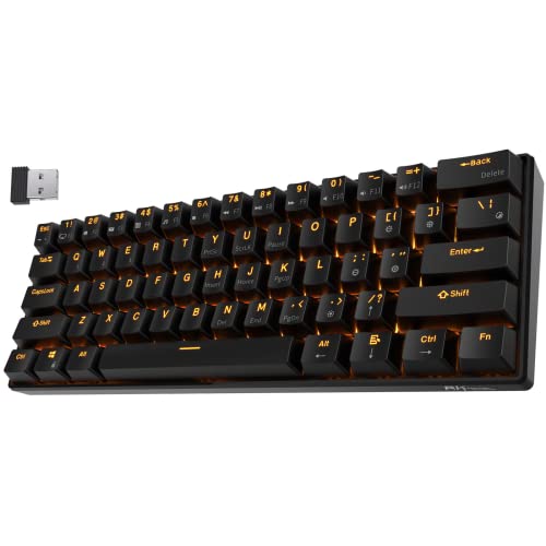 RK ROYAL KLUDGE RK61 Wireless 60% Triple Mode Mechanical Keyboard, 61 Keys Bluetooth Mechanical Keyboard, Compact Gaming Keyboard with Programmable Software (Hot-Swappable Red Switch, Black)