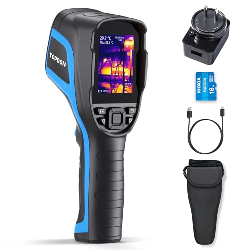TOPDON TC004 Thermal Imaging Camera, 256 x 192 IR High Resolution 12-Hour Battery Life Handheld Infrared Camera with PC Analysis and Video Recording Supported, 16GB Micro SD Card