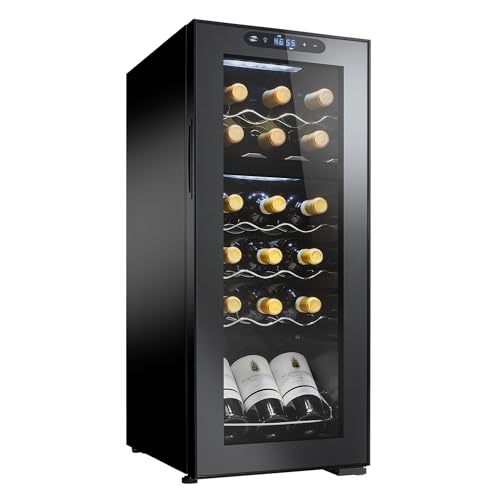 Wine Enthusiast 18 Bottle Dual Zone MAX Compressor Wine Cooler - Freestanding Refrigerator with Split Storage & Temperature, Digital Touchscreen, & LED Display