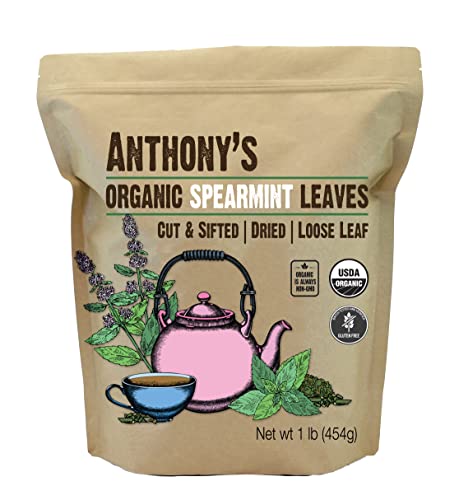 Anthony's Organic Dried Spearmint Leaves, 1 lb, Gluten Free, Non GMO, Cut and Sifted