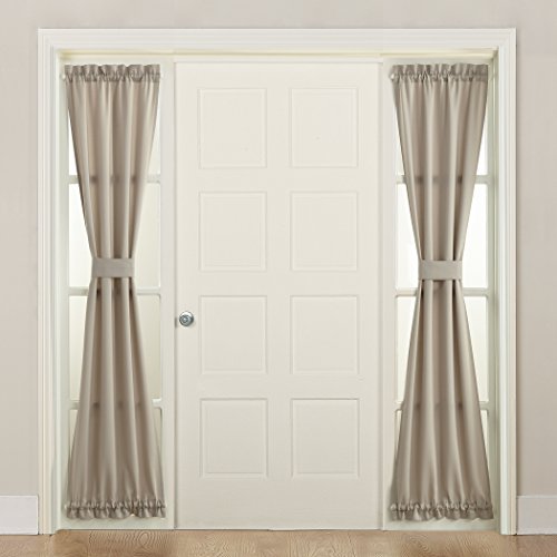 Sun Zero Barrow Energy Efficient Rod Pocket Door Sidelight Curtain Panel, 26' x 72', Stone