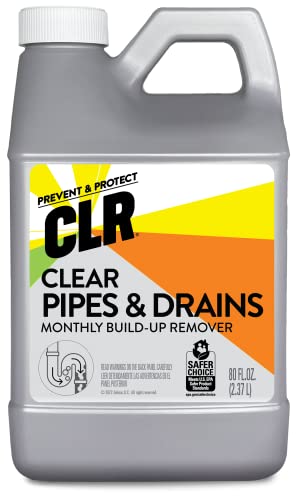 CLR Clear Pipes and Drains Monthly Drain Build Up Remover, Helps Dissolve Sources of Clogs to Keep Drains Flowing Smoothly, Safe on All Pipes and Drains - 80 Ounce Bottle