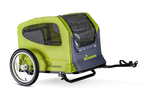 Schwinn Rascal Bike Pet Trailer, For Small and Large Dogs, Tow with Bicycle, Large (Up to 100lbs), Green