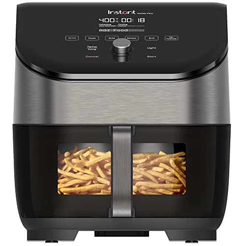 Instant Vortex Plus 6QT Air Fryer with Odor Erase Technology, 6-in-1 Functions that Crisps, Roasts, Broils, Dehydrates, Bakes & Reheats, 100+In-App Recipes, from the Makers of Instant Pot,1700W,Black