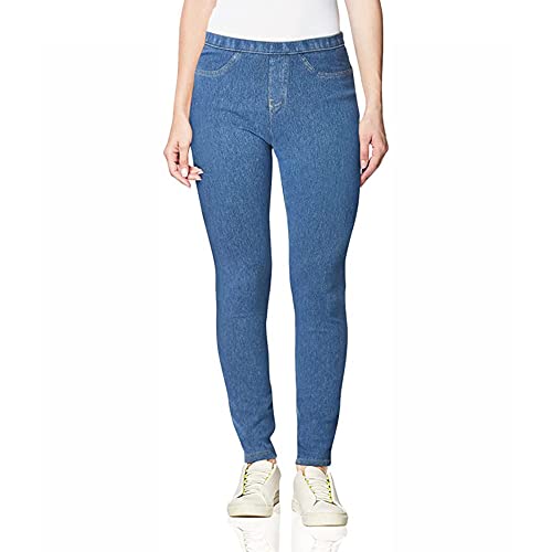 No nonsense Classic Leggings-Jeggings for Women with Real Back Pockets, High Waisted Stretch Jeans, Light Denim, X-Large