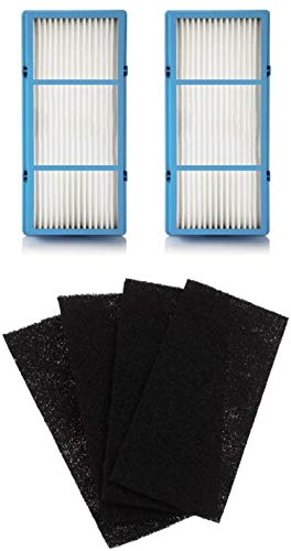 Nispira Total Air True HEPA Air Filter Replacement Carbon Compatible with Holmes AER1 Total Air Purifier HAPF30AT - 1.37” x 10” x 4.62” (2 HEPA Filters + 4 Carbon Filters)