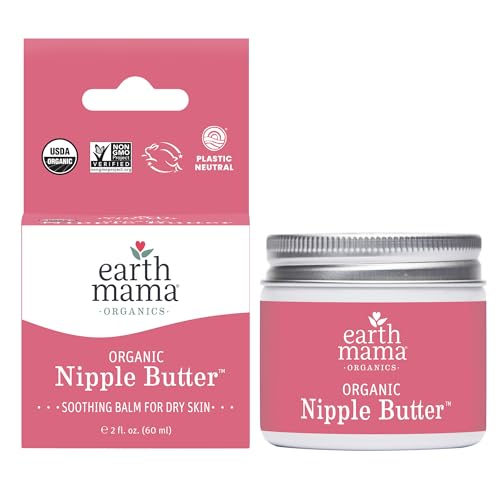 Organic Nipple Butter Breastfeeding Cream by Earth Mama | Postpartum Essentials Safe for Nursing, Non-GMO Project Verified, No Lanolin, 2-Fluid Ounce