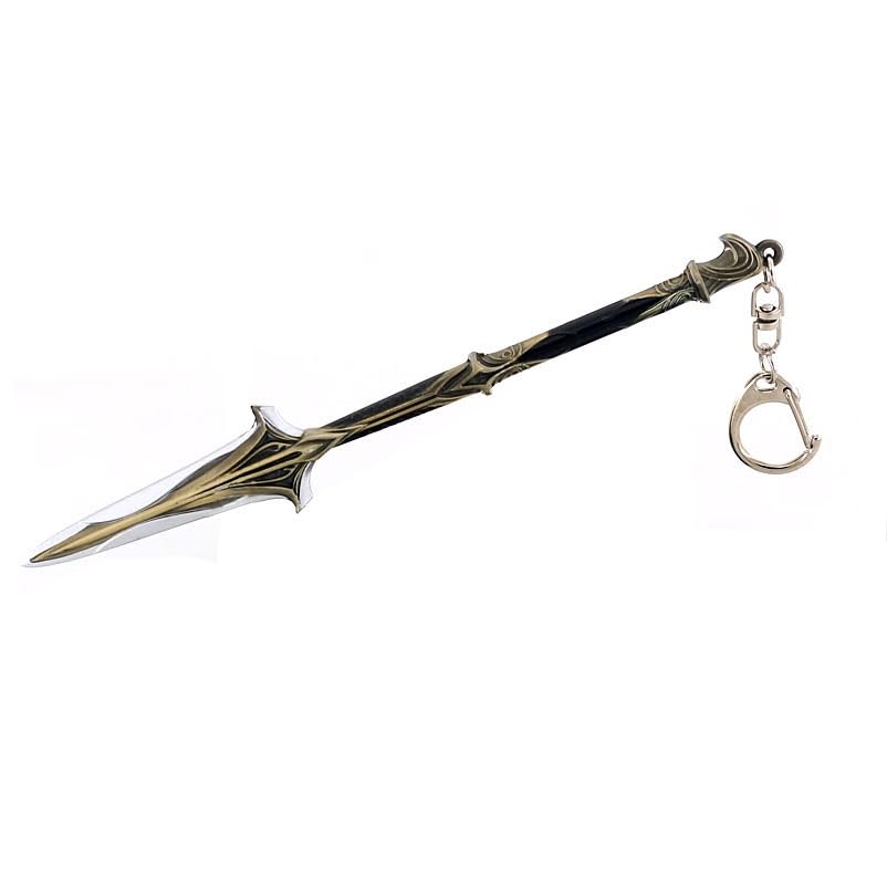 Batustou Assassin Creed Odyssey's Short Spear of Leonidas Keychain for Men Weapon Replica Mini Sword Keyring Game Collection Backpack Pendant Gift