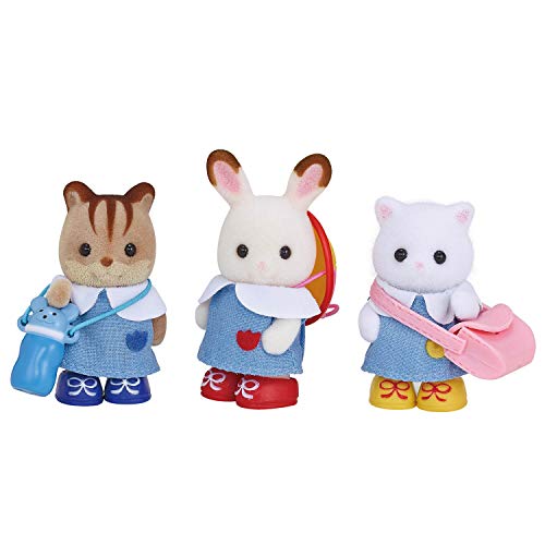 Calico Critters Nursery Friends Set - Collectible Doll Playset with 3 Poseable Figures, Outfits, and School Accessories!