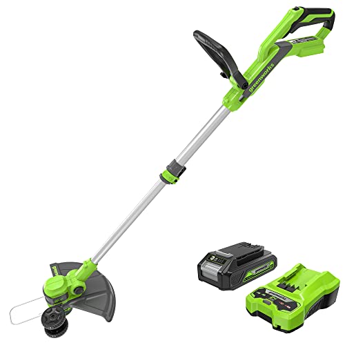 Greenworks 24V 12-Inch Cordless String Trimmer/Edger (Gen 2), 2.0Ah USB Battery and Charger Included