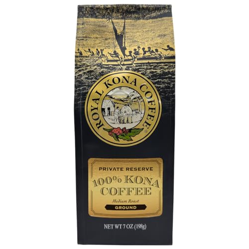 Royal Kona 100% Hawaiian Kona Coffee, Private Reserve Medium Roast, Ground - 7 Ounce Bag