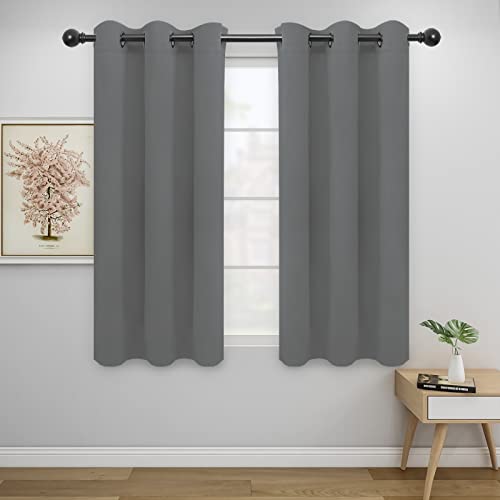 Easy-Going Blackout Curtains for Bedroom, 2 Panels Solid Thermal Insulated Grommet and Noise Reduction Window Drapes, Room Darkening Curtains for Living Room (42x63 in, Gray)