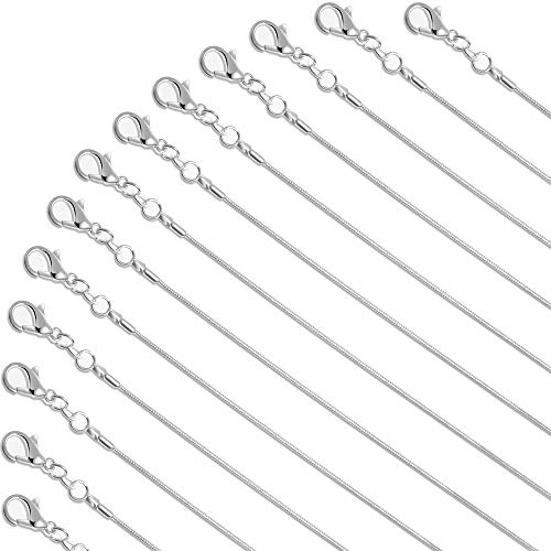 Paxcoo 30 Pack Bulk Necklace Chain Silver Plated Necklace Snake Chains for Jewelry Making, 1.2 mm (24 Inches)