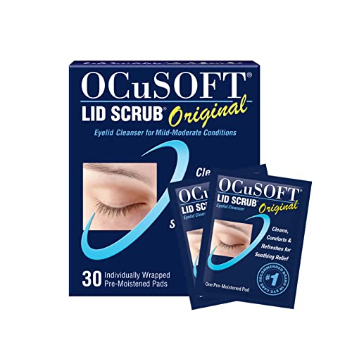 OCuSOFT Lid Scrub Original Eyelid Cleanser - Pre-Moistened Eyelid Wipes for Mild to Moderate Conditions - Eyelid Cleanser to Clean, Comfort & Soothe Irritated Eyelids - 30 Count