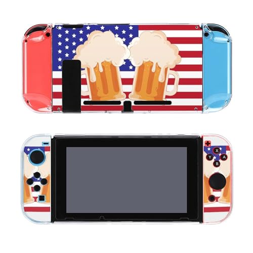 AoHanan Beer and Flag of America Switch Screen Protector Case Cover Full Accessories Switch Game Case Protection Skin for Switch Console and Joy-Cons