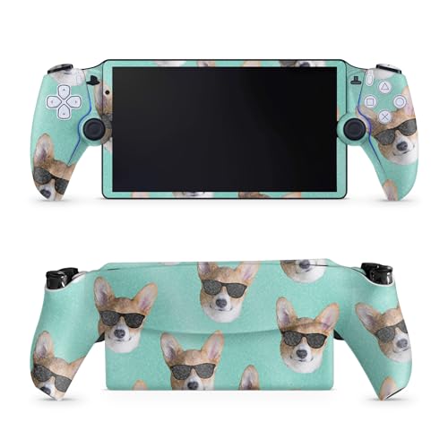 Glossy Glitter Gaming Skin Compatible with PS5 Portal Remote Player - Cool Corgi - Premium 3M Vinyl Protective Wrap Decal Cover - Easy to Apply | Crafted in The USA by MightySkins