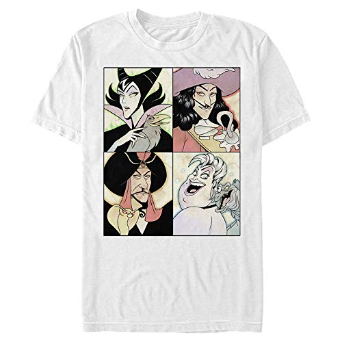Men's Disney Princesses Villains Anime Watercolor Panels T-Shirt - White - 2X Large