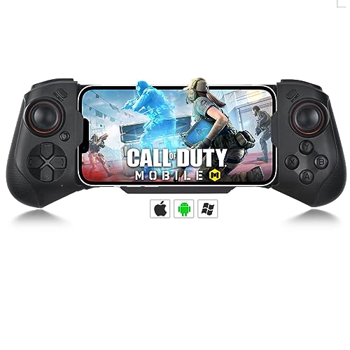 arVin Wireless Gaming Controller for iPhone iOS Android PC, Bluetooth Gamepad Joystick for iPhone 15/14/13/12/iPad/MacBook/Samsung Galaxy S22/S21/S20 Ultra/Tablet/Call of Duty Mobile/Genshin Impact