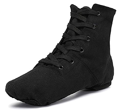 Smithmelody Canvas Jazz Dance Boots Ballet Dancing Sneakers for Adult Men Women (8/40，Black