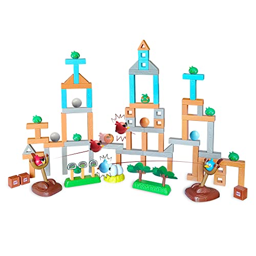 ROLOSO 2023 Newly Licensed Angry Birds Toys Playsets Build N’ Launch Construction Brick Assembly Building Blocks Sets Pig City Strike 2 Takedown Space Planet Game Catapult Slingshot Gift Box 97pcs