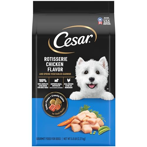 CESAR Adult Small Breed Dry Dog Food Rotisserie Chicken Flavor with Spring Vegetables Garnish, 5 lb. Bag