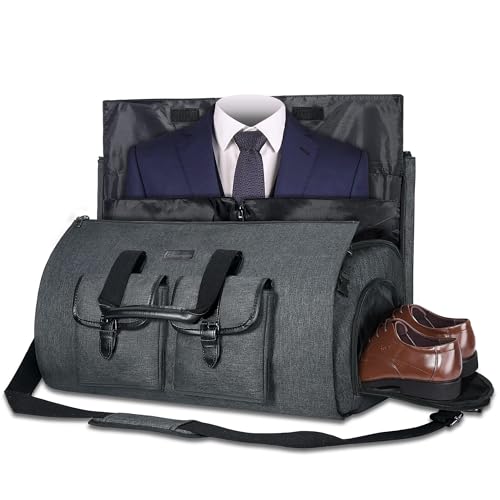 UNIQUEBELLA Carry-on Garment Bag Large Duffel Bag Suit Travel Bag Weekend Bag Flight Bag with Shoe Pouch for Men Women (Large Black)