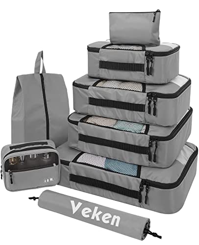 Veken 8 Set Packing Cubes for Suitcases, Travel Bag Organizers for Carry on Luggage, Suitcase Organizer Bags Set for Travel Essentials Travel Accessories in 4 Sizes(Extra Large, Large, Medium, Small)