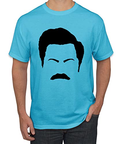 Parks and Rec Fans Ron Swanson Mustache Face Silhouette Pop Culture Men's Graphic T-Shirt, Light Turquoise, 3X-Large