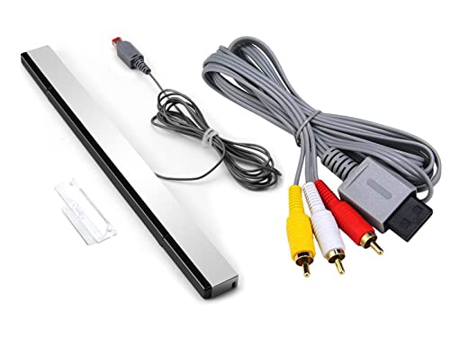 2 in 1 Wii AV Cables Composite Audio Video Cable + Wii Sensor Bar Wii Wired Infrared Ray Sensor Bar Compatible with Nintendo Wii and Wii U