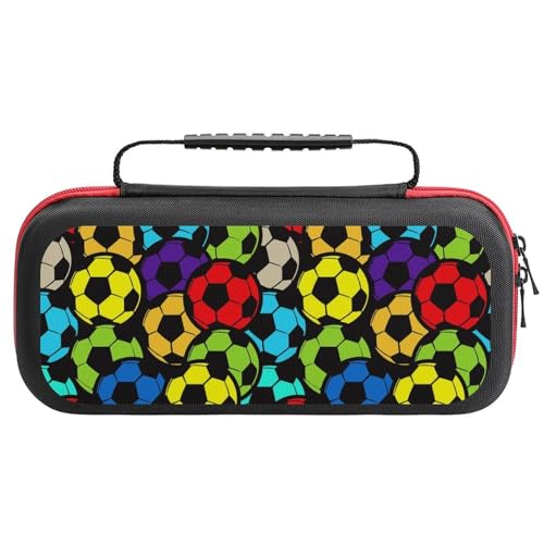 PUYWTIY Portable Travel Game Carrying Case Compatible with Nintendo Switch, Colorful Football Hard Shell Protective Cover Bag for Game Console & Accessories