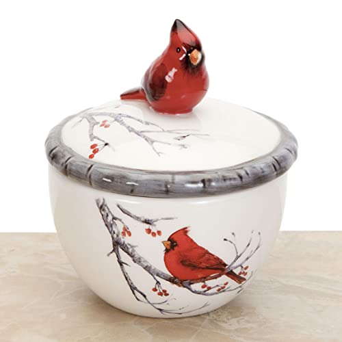 Bits and Pieces - Ceramic Cardinal Trinket Box - Cardinal Keepsake and Jewelry Box - Home Décor