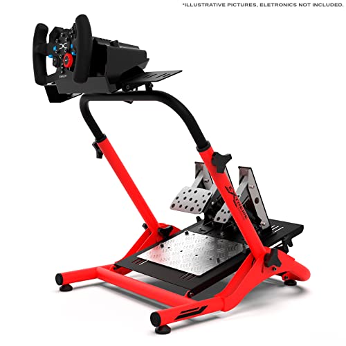 Extreme Sim Racing Wheel Stand Cockpit SGT Racing Simulator - Colors Edition For Logitech G25, G27, G29, G920, G923 Thrustmaster and Fanatec - WHEEL LOCKS INCLUDED (Red)