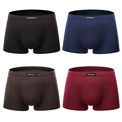 wirarpa Men's Breathable Micro Modal Trunk Underwear Covered Waistband Microfiber Underpants Short Leg Solid Color, Large