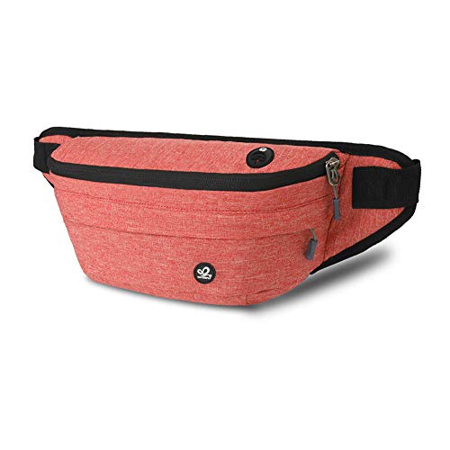 WATERFLY Fanny Pack for Men Women Water Resistant Large Hiking Waist Bag Pack for Running Walking Traveling (Red)