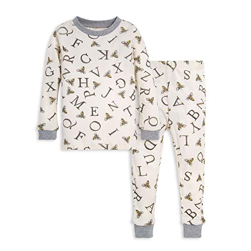Burt's Bees Baby baby boys Pajamas, Tee Pant 2-piece Pj Set, 100% Organic Cotton and Toddler Pajama Bottoms, Eggshell A-bee-c, 3T US