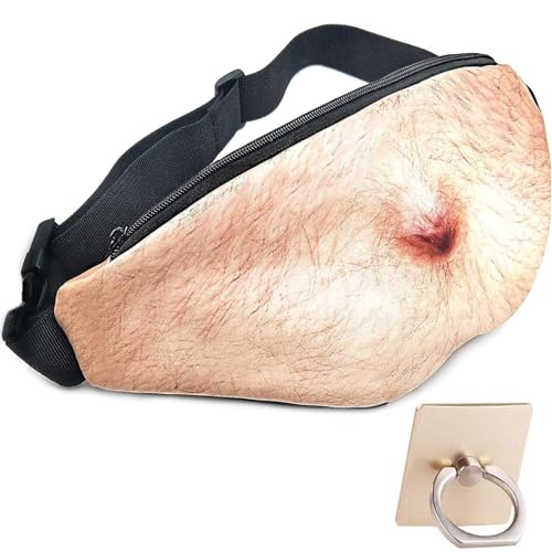 Bamomby White Elephant Gifts Funny Gag Gifts,3D Men Beer Fake Belly Dad Bag Waist Packs,Waterproof Fanny Pack Unisex for Father's Day,Christmas,Stocking Stuffers for Men