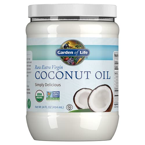 Garden of Life Organic Extra Virgin Coconut Oil - Unrefined Cold Pressed Plant Based Oil for Hair, Skin & Cooking, 14 Fl Oz