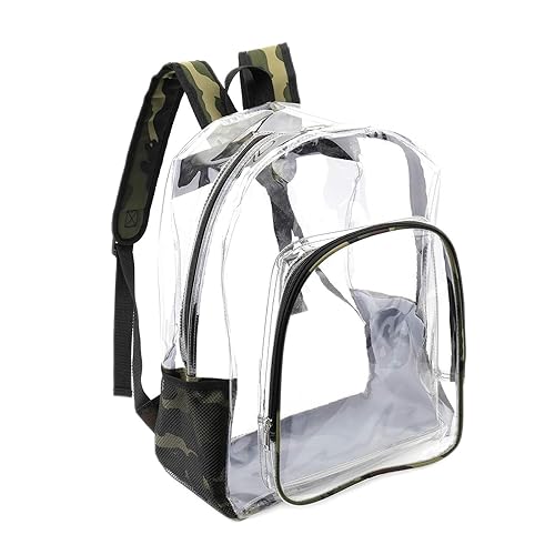 JOMPARO Clear Backpacks for School, Kids See Through Backpack for Security, Work, Festival, College, Concert (16 inch,Camo)