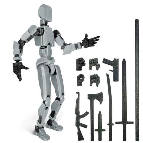 Guwewu Robot Action Figure, 3D Printed with Full Articulation for Stop Motion Animation (Gray)