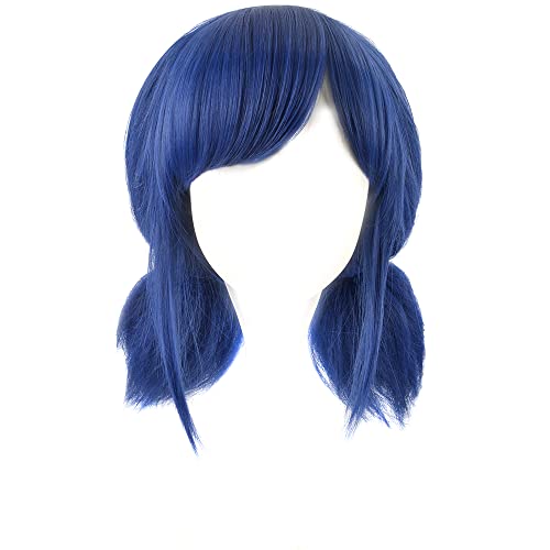 SiYi Blue Cosplay Wig for Girl Halloween Costume Short Wigs for Women Unique Style Anime Wigs with Wigs cap