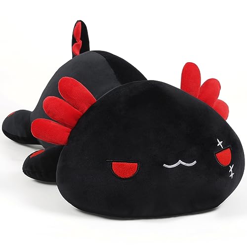SNOWOLF Black Axolotl Plush Pillow Cute and Soft Axolotl Stuffed Animal Kawaii Plushie Toy Great Gift for Kids, 12'