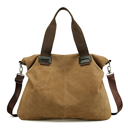 Sunshinejing Women's Canvas Tote Bag Shoulder Crossbody Purses Work Travel Handbag Satchel Hobo Bag (Brown)