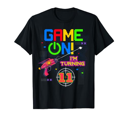 Game On I'm Turning 11th Birthday Laser Tag 11 Year Old T-Shirt