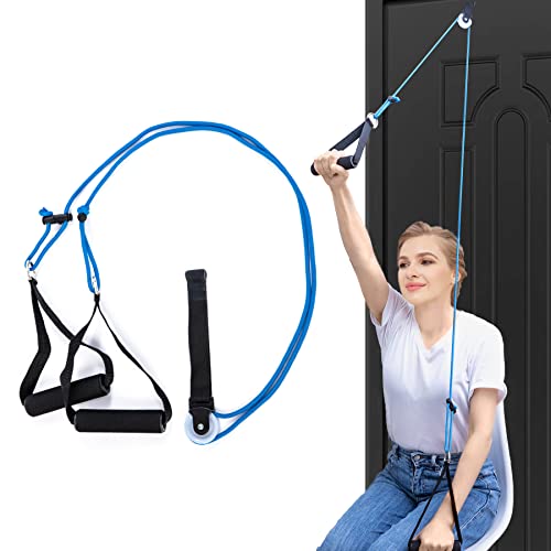 Shoulder Pulley Over The Door Physical Therapy System, Exercise Pulley for Physical Therapy, Alleviate Shoulder Pain and Facilitate Recovery from Surgery (Small door anchor - blue)