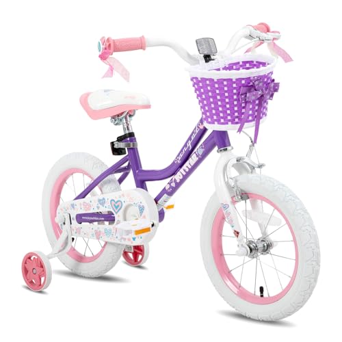 JOYSTAR 14 Inch Girls Bikes Toddler Bike for 3 4 5 Years Old Girl 14' Kids Bikes for Ages 3-5 yr with Training Wheels and Basket Children's Bicycles in Purple